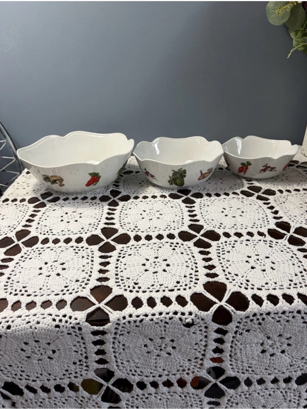 Tirschenreuth  Vegetable Garden Porcelain 3pc Bowl Set Made in Germany Vintage
